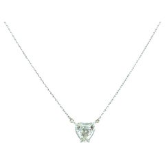 Pendentif en or blanc 14 carats avec diamants en forme de cœur de 2 carats certifiés EGL
