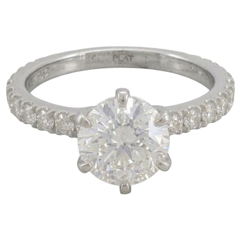 EGL Certified 2 Carat Round Brilliant Cut Diamond Platinum Engagement Ring For Sale
