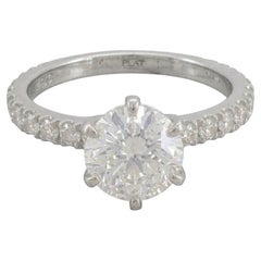 Anillo de compromiso de platino con un diamante redondo de talla brillante de 2 quilates, certificado por EGL