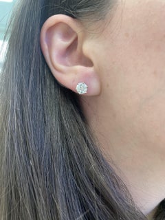 EGL Certified 2.00 Carat Diamond Stud Earrings F color White Gold