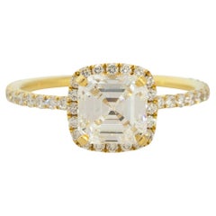 Bague de fiançailles en or 18 carats avec diamant taille Asscher de 2,01 carats certifié EGL, en stock