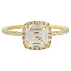 EGL Certified 2.01 Carat Asscher Cut Diamond Engagement Ring 18 Karat in Stock