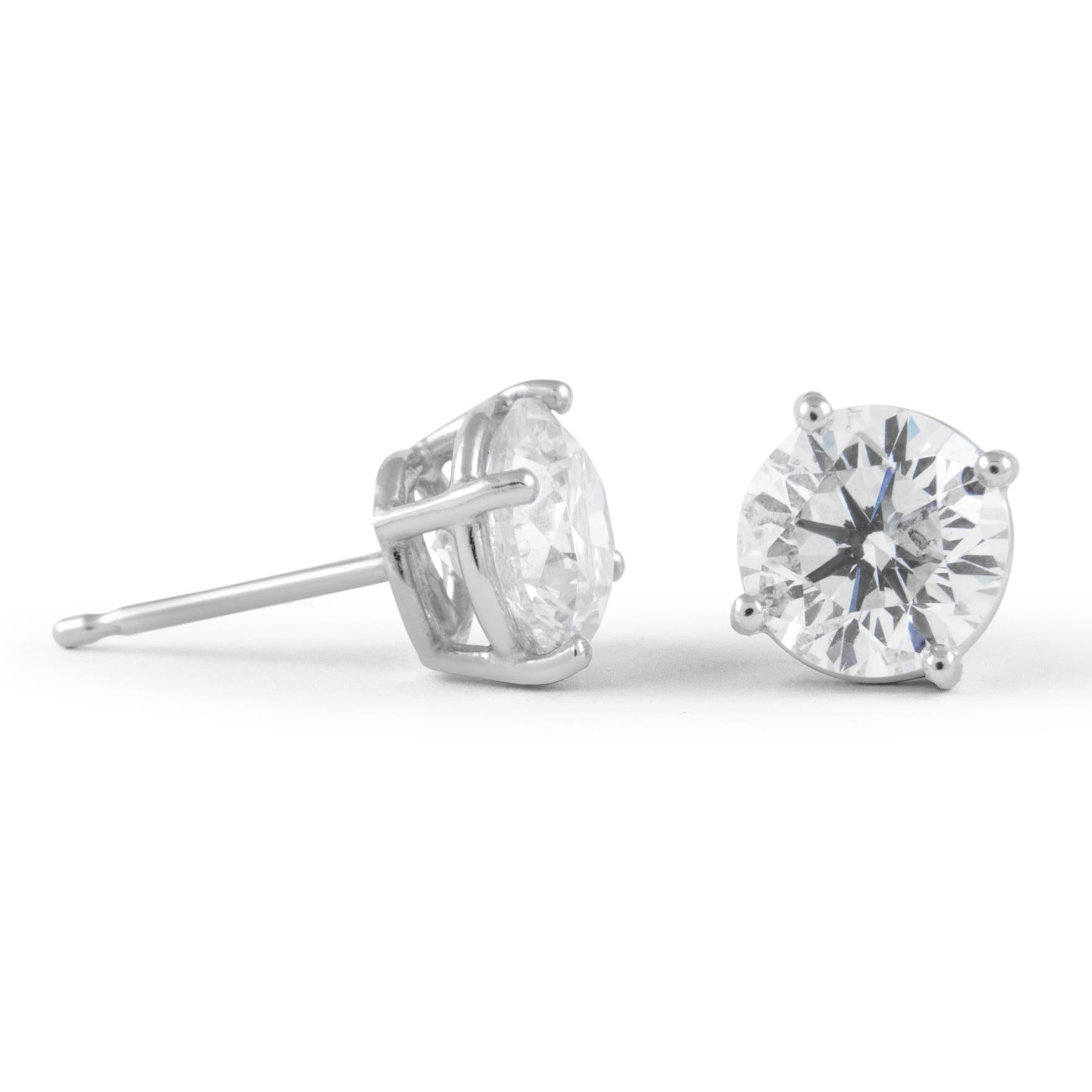 Contemporary EGL Certified 2.03 Carat Diamond Stud Earrings E color White Gold For Sale