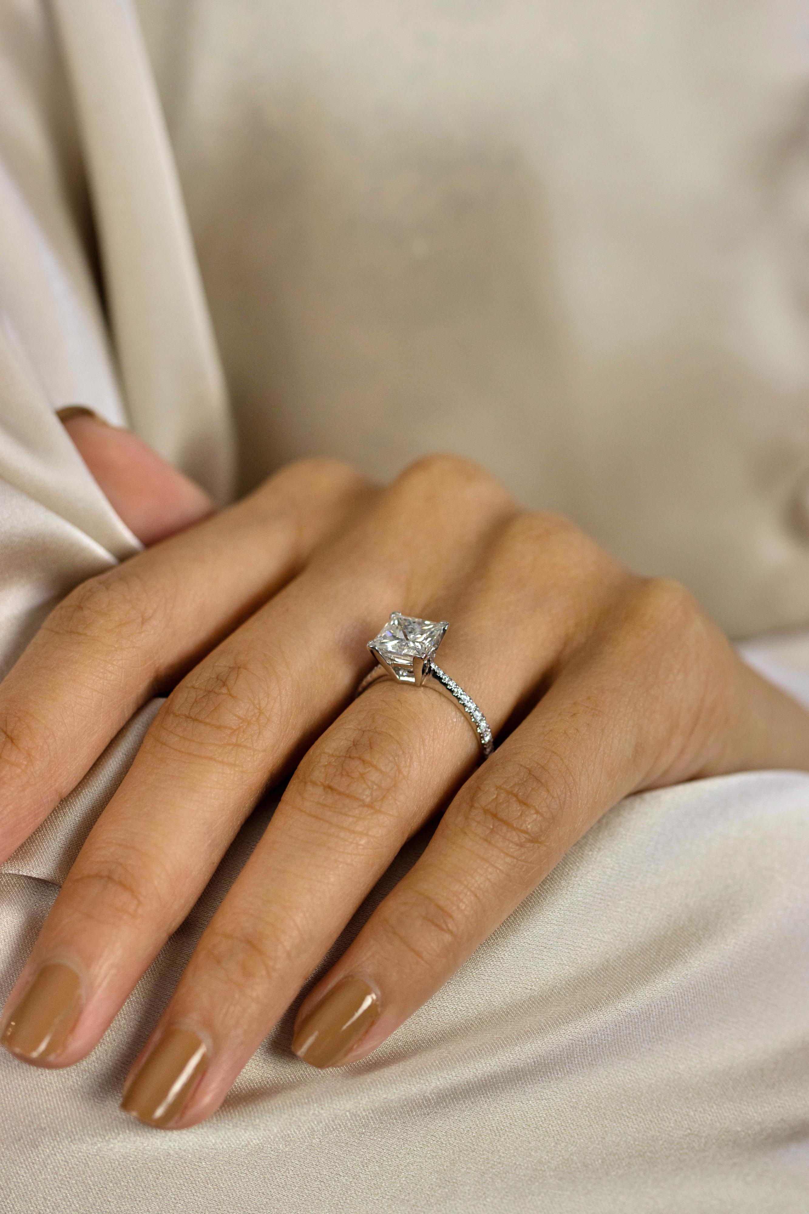 Contemporary Roman Malakov 2.03 Carats Princess Cut Diamond Engagement Ring in White Gold For Sale
