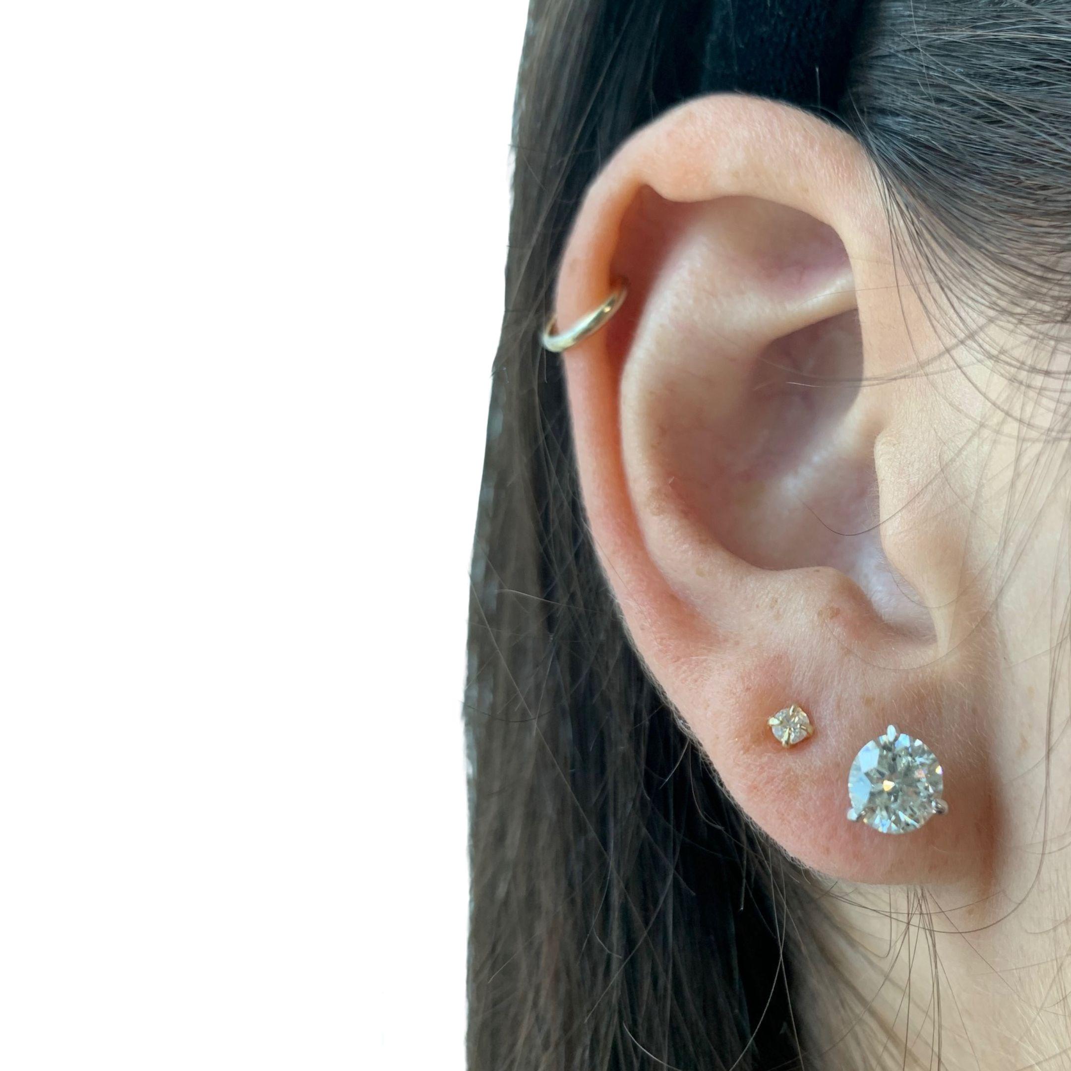 Women's or Men's EGL Certified 2.04 Carat Diamond Stud Earrings