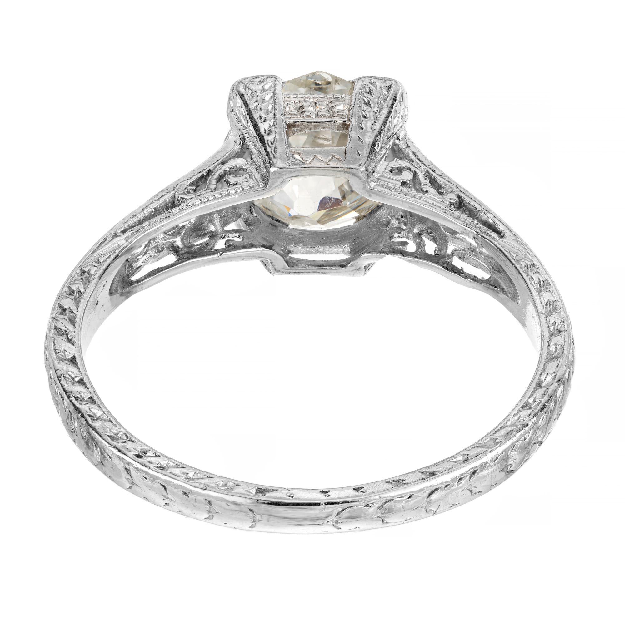 EGL Certified 2.05 Carat Old Mine Diamond Platinum Art Deco Engagement Ring For Sale 1