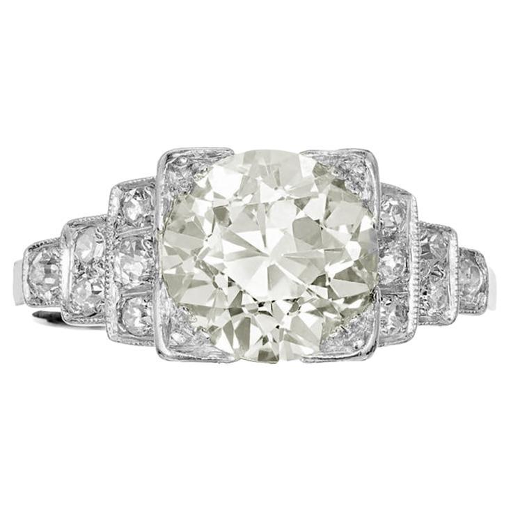 EGL Certified 2.07 Carat Diamond Art Deco Platinum Engagement Ring
