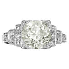 Antique EGL Certified 2.07 Carat Diamond Art Deco Platinum Engagement Ring
