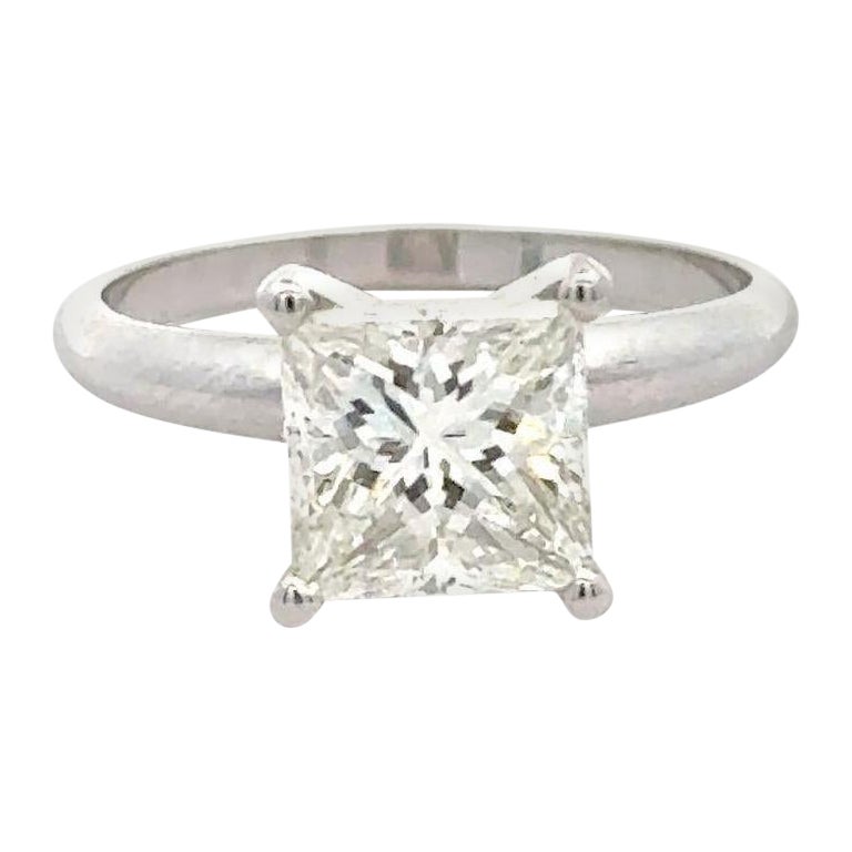 Bague de fiançailles en or blanc 14 carats, certifiée EGL, diamant taille princesse de 2,15 carats