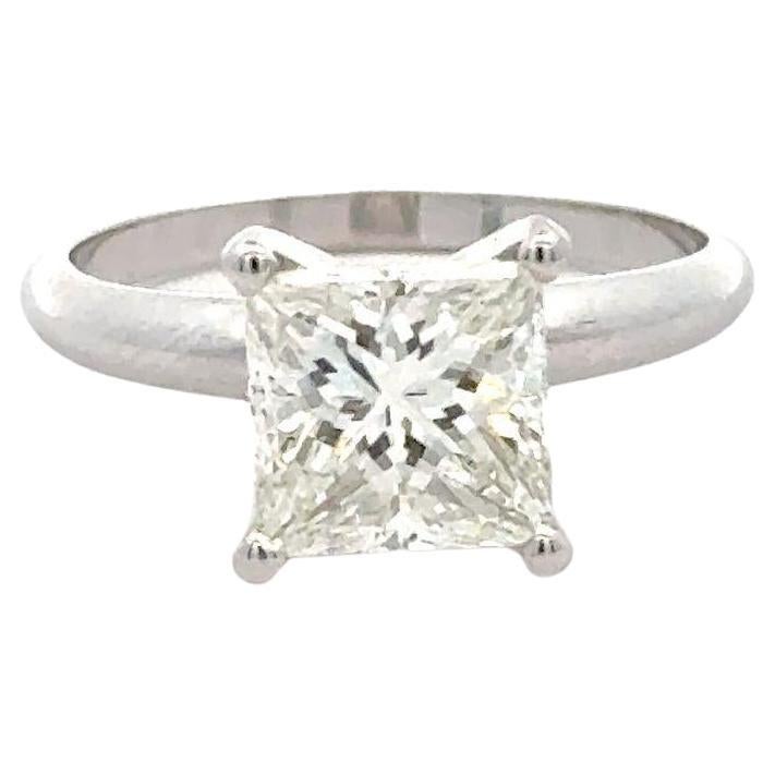 Anillo de compromiso de oro blanco de 14 quilates con diamante talla princesa de 2,15 quilates certificado por EGL