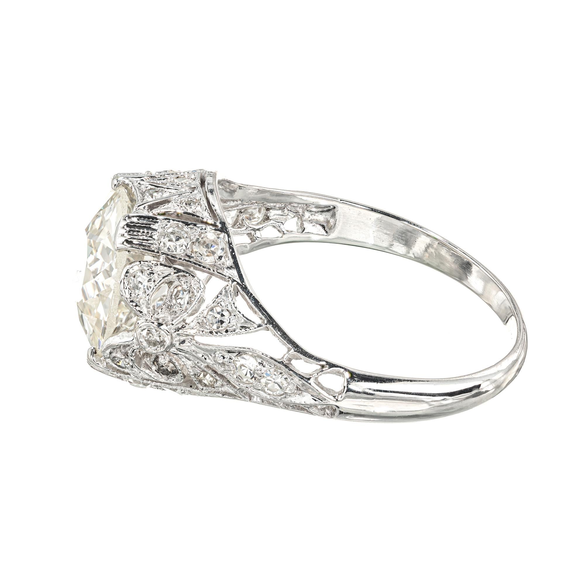Old European Cut EGL Certified 2.48 Carat Diamond Platinum Engagement Ring For Sale