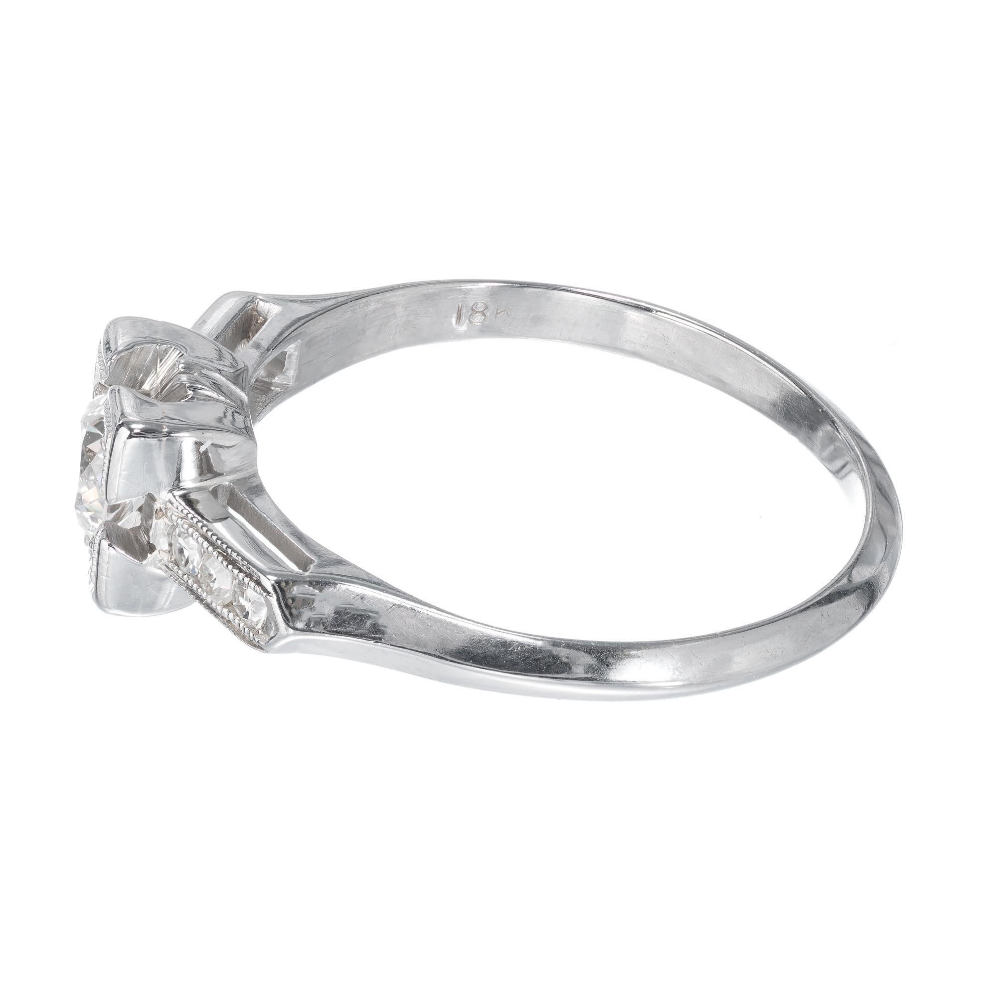 Women's EGL Certified .25 Carat Old European Diamond Art Deco Gold Engagement Ring