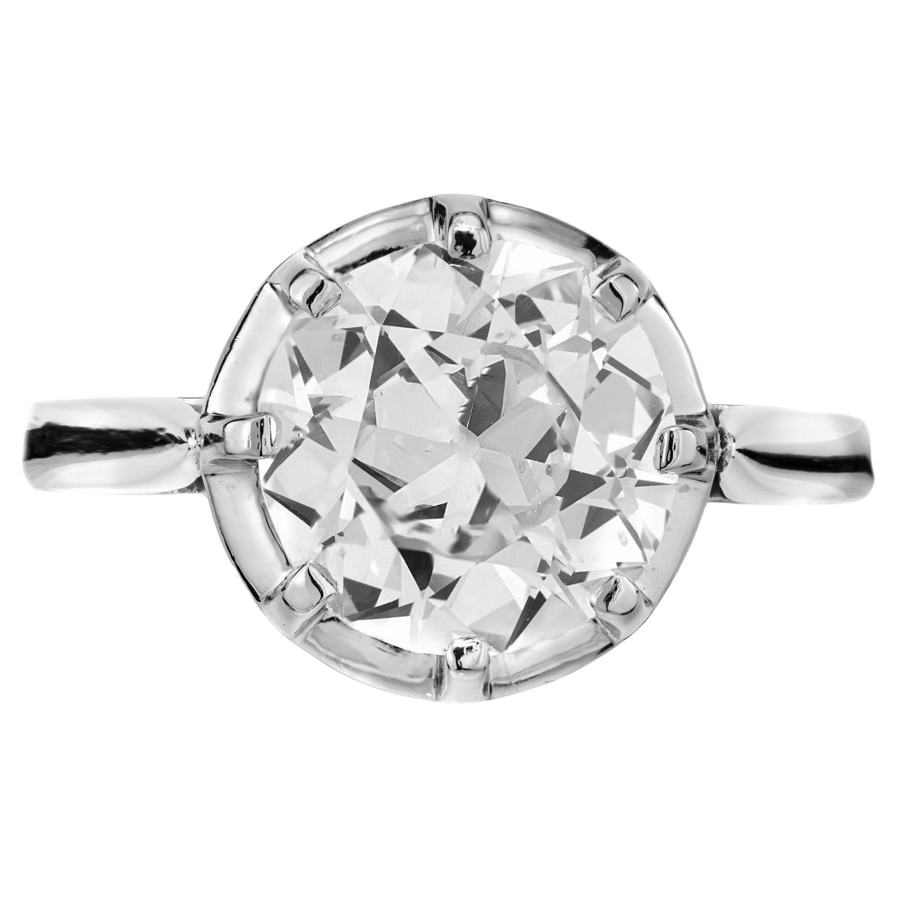 EGL Certified 2.50 Carat Round Diamond Platinum Art Deco Engagement Ring