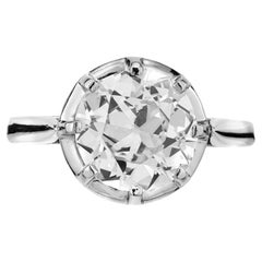 EGL-zertifizierter 2,50 Karat runder Diamant Platin Art Deco Verlobungsring mit Platin