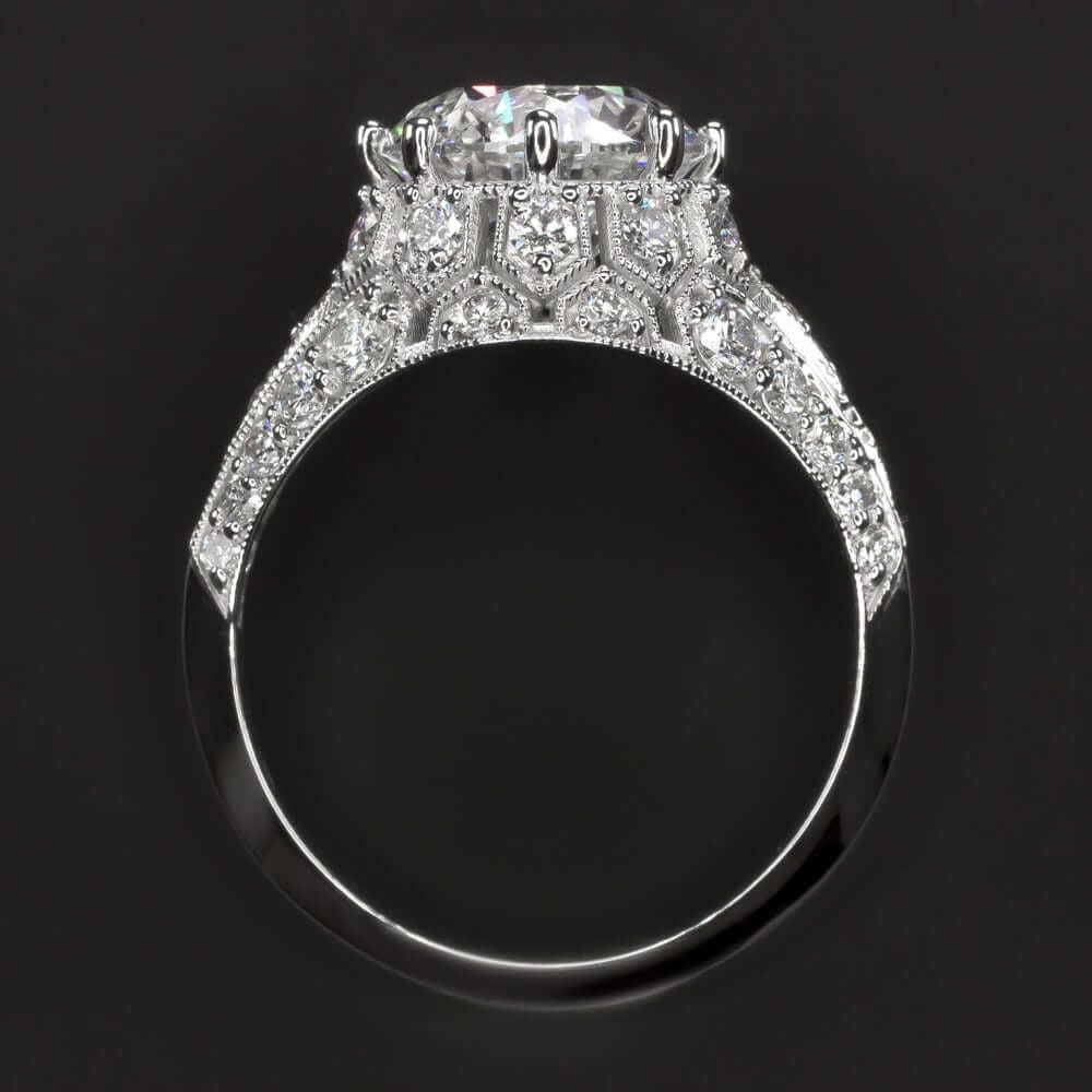 Art Deco EGL Certified 2.55 Carat Vintage Style 14K White Gold Diamond Ring For Sale