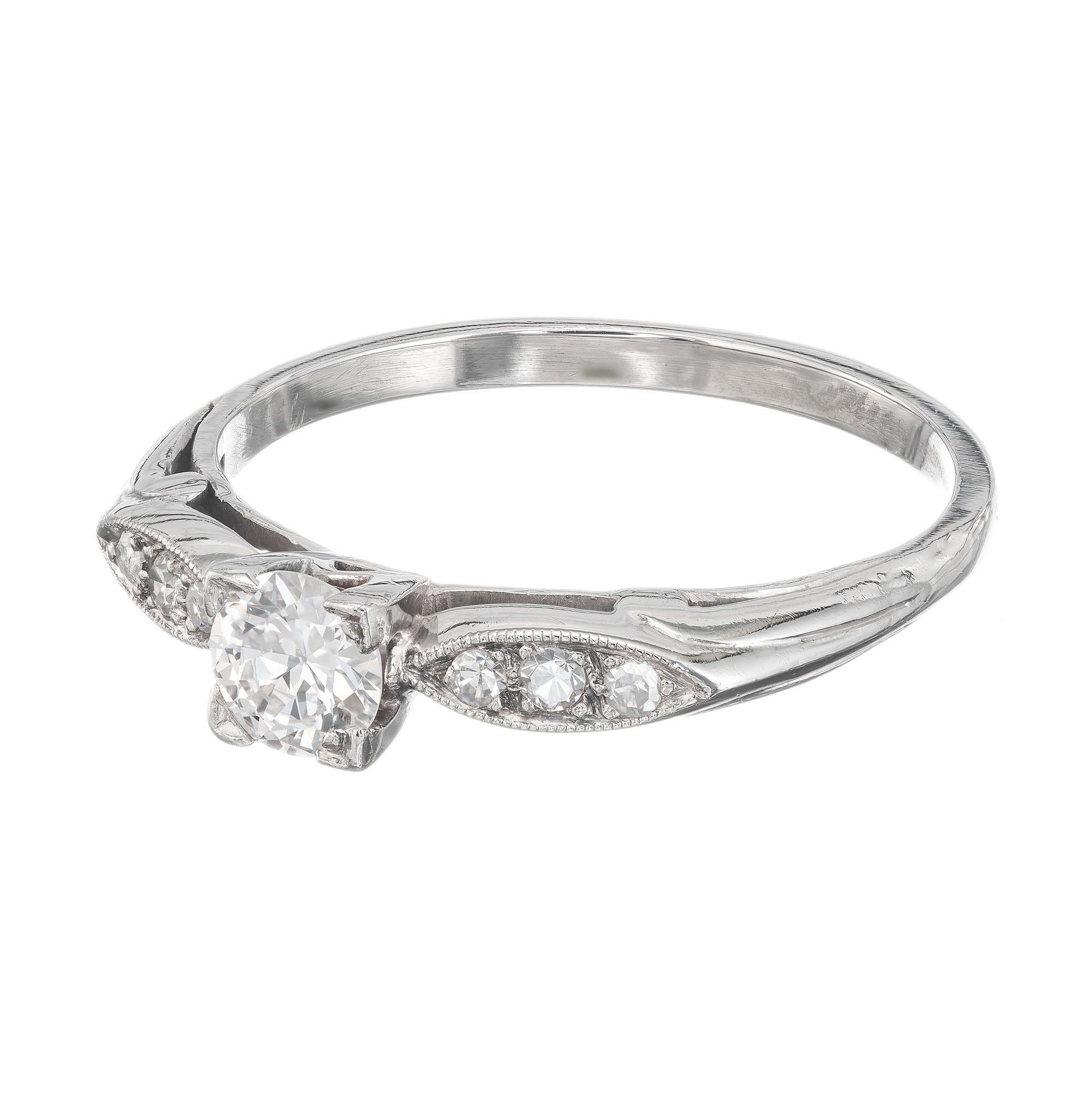 EGL Certified .26 Carat Diamond Transitional Cut Platinum Engagement Ring For Sale 1