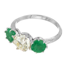 EGL Certified 2.69 Carat Diamond Emerald Art Deco Platinum Engagement Ring