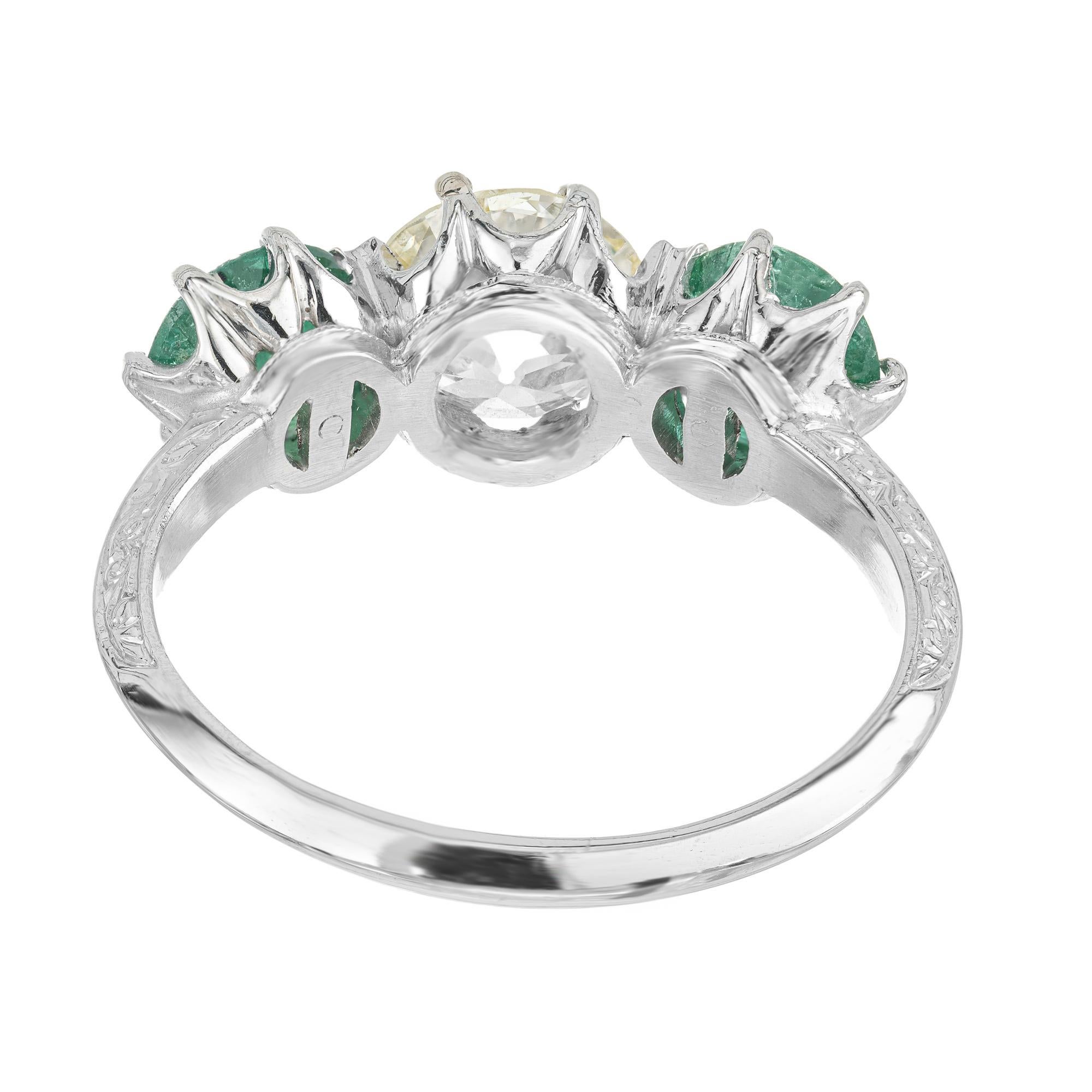 EGL Certified 2.69 Carat Diamond Emerald Art Deco Platinum Engagement Ring For Sale 1