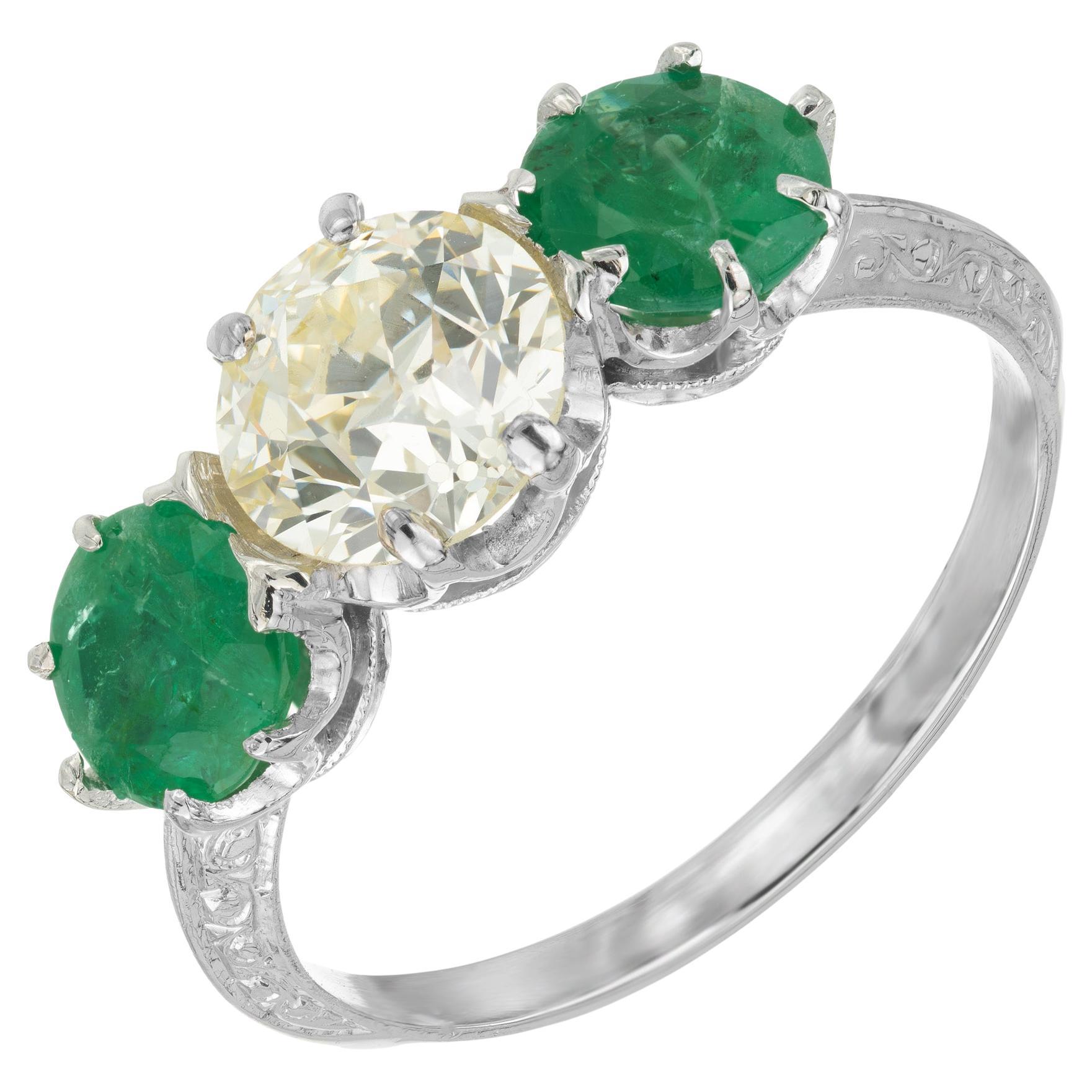 EGL Certified 2.69 Carat Diamond Emerald Art Deco Platinum Engagement Ring