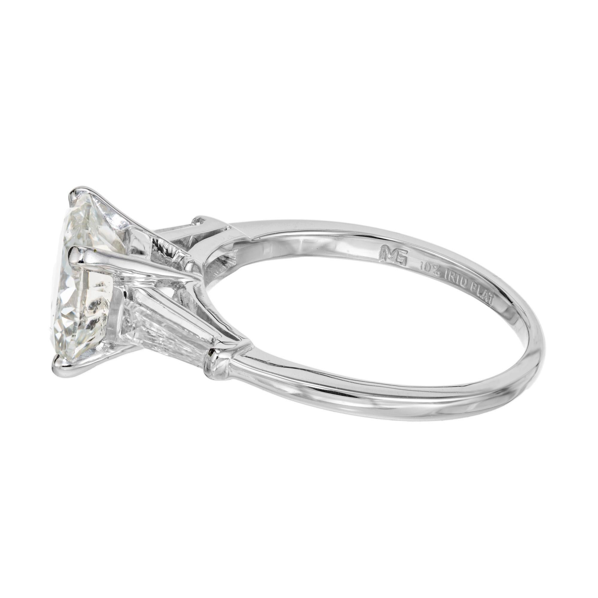Women's EGL Certified 2.71 Carat Round Diamond Platinum Three-Stone Engagement Ring For Sale