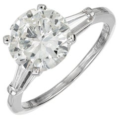 EGL Certified 2.71 Carat Round Diamond Platinum Three-Stone Engagement Ring