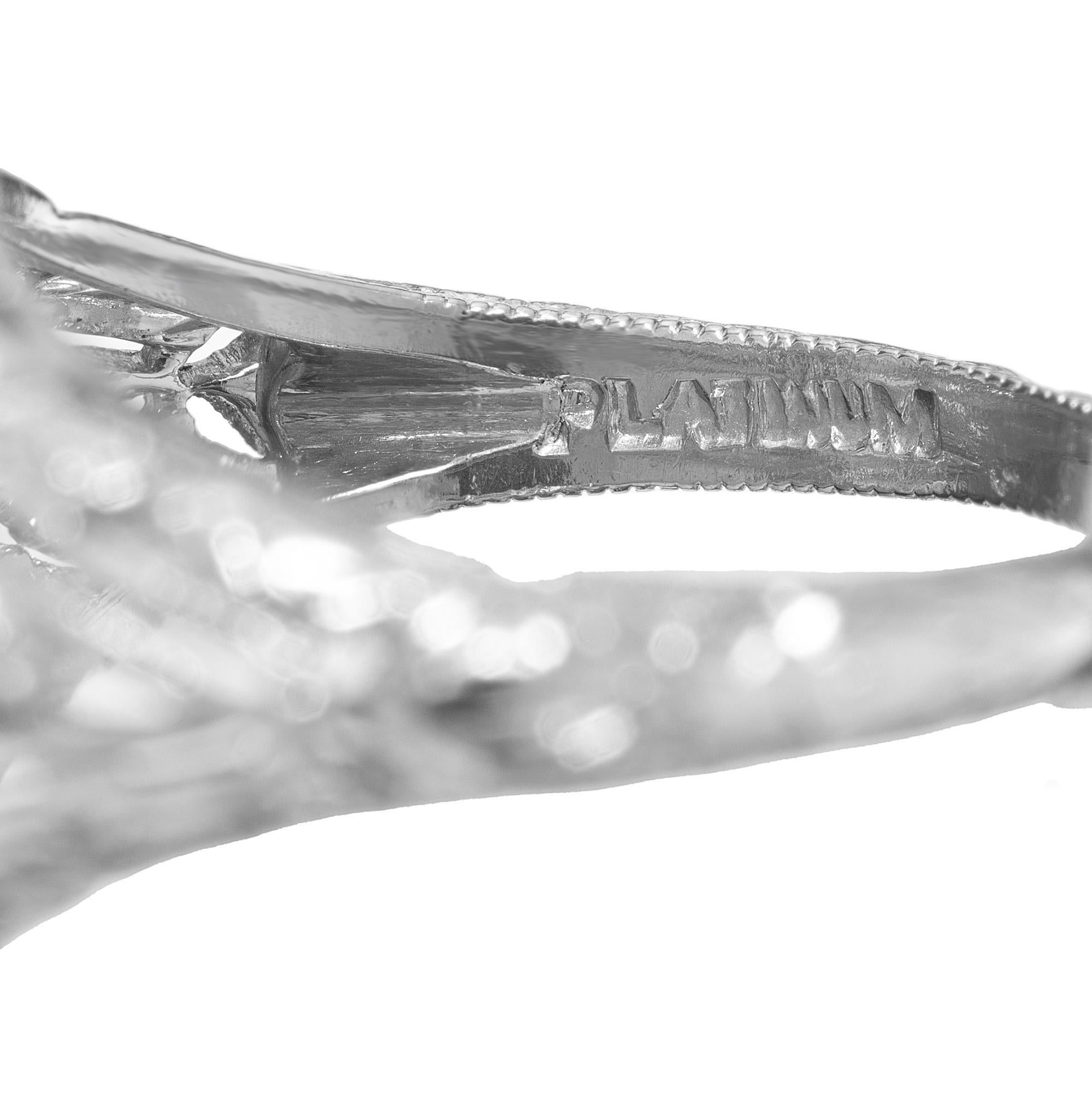 EGL zertifiziert 2,76 Diamant Smaragd Drei-Stein Art Deco Platin Cocktail Ring im Angebot 3