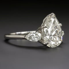 EGL Certified 3, 00 Carat Pear Cut Three Stone Diamond Ring