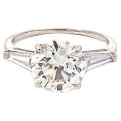 Anillo de oro blanco de 18 quilates con diamante redondo talla brillante de 3,02 quilates, certificado EGL