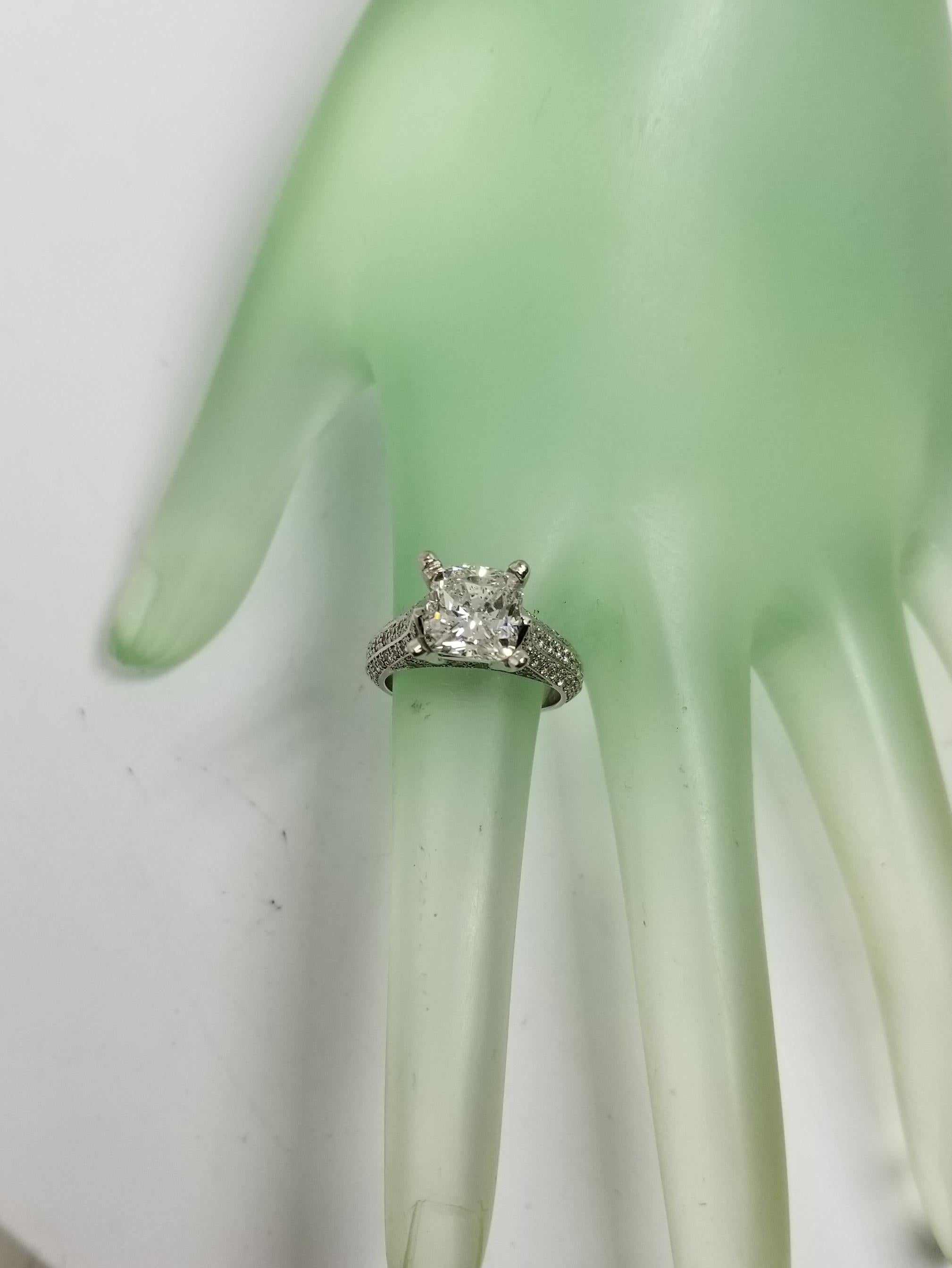 EGL Certified 3.06 Carat Cushion Cut Diamond Color E Clarity Si3 'US 918748207D' In New Condition In Los Angeles, CA