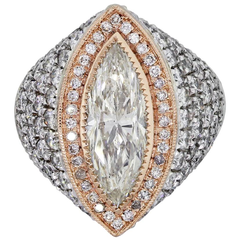 EGL Certified 3.06 Carat Marquise Shape Diamond Ring