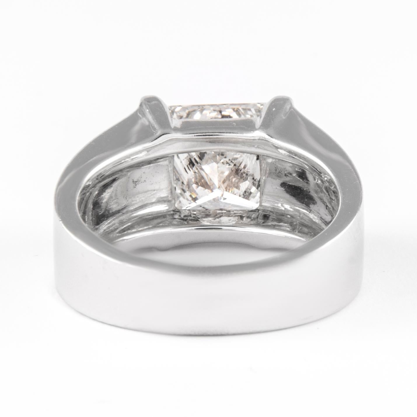 Bague en or blanc certifiée EGL 3,06 carats, diamant taille princesse Neuf - En vente à BEVERLY HILLS, CA
