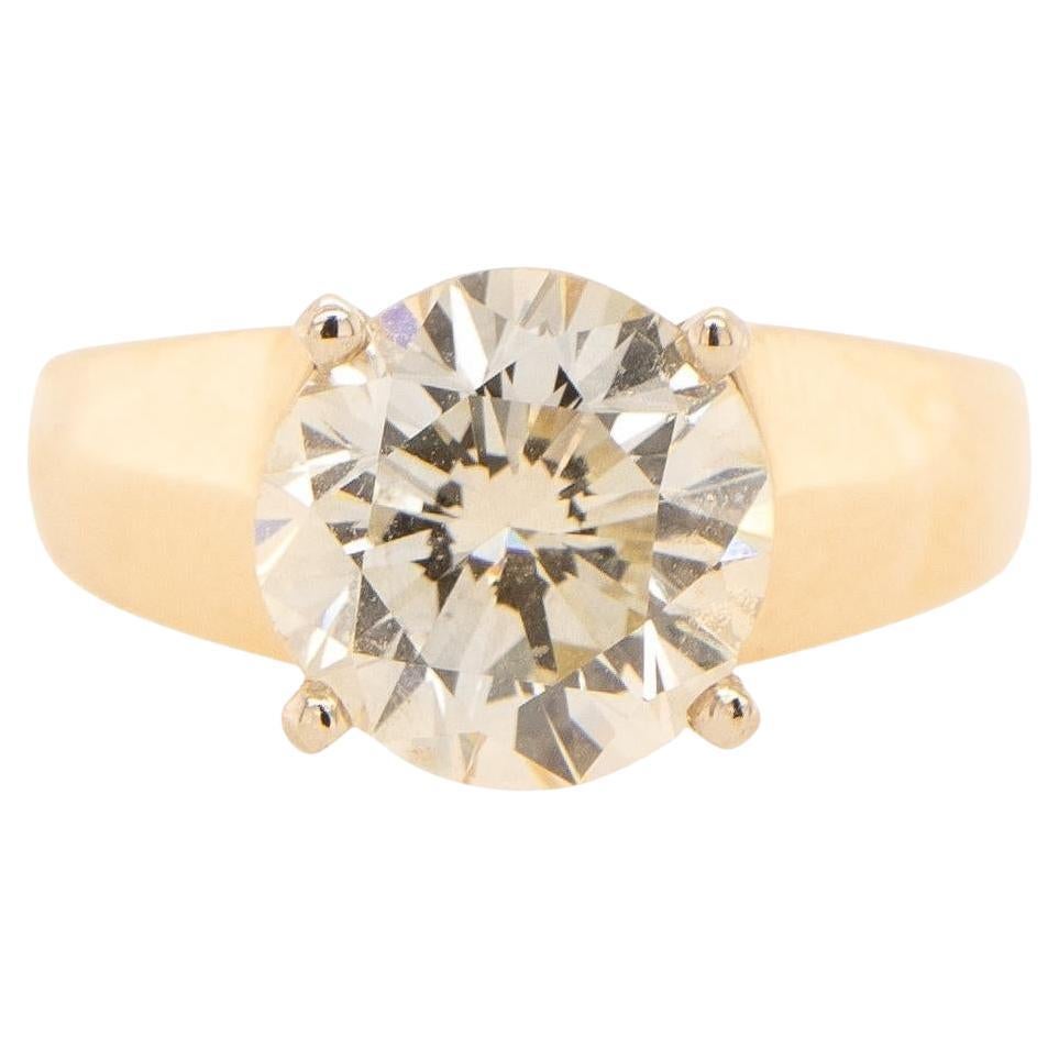 Anillo de diamantes talla brillante certificado EGL de 3,19 quilates y oro amarillo de 14 quilates