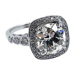 EGL Certified 3.37 Carat Old European Cut Diamond Solitaire "Optimist
s" Ring