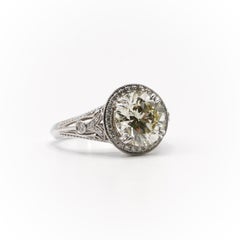 EGL Certified 3.53 Carat Round Diamond Vintage Style Engagement Ring