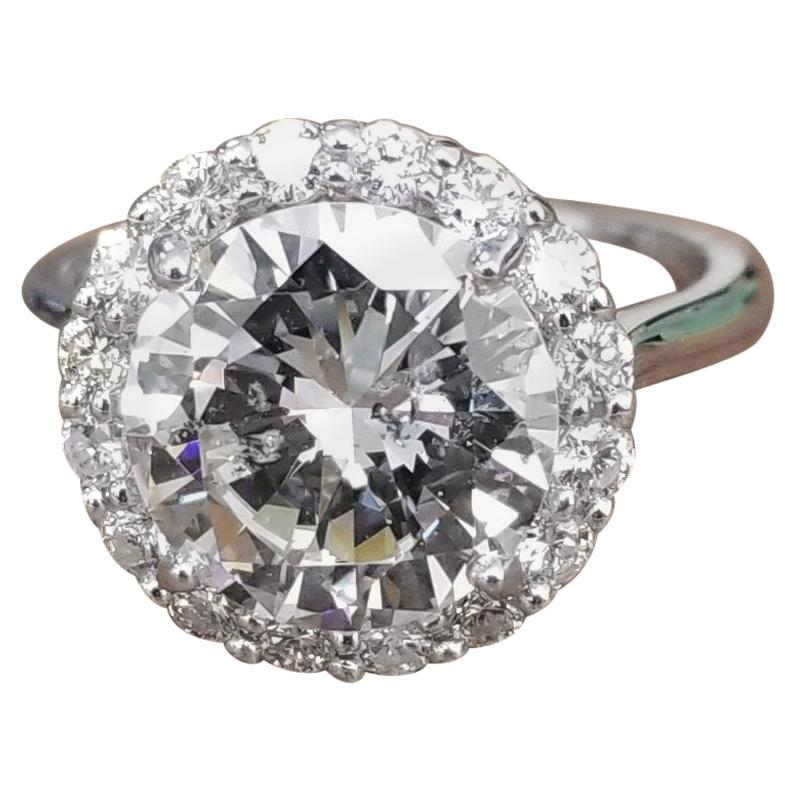 EGL Certified 3.60 Carat Round Diamond in a Halo Setting
