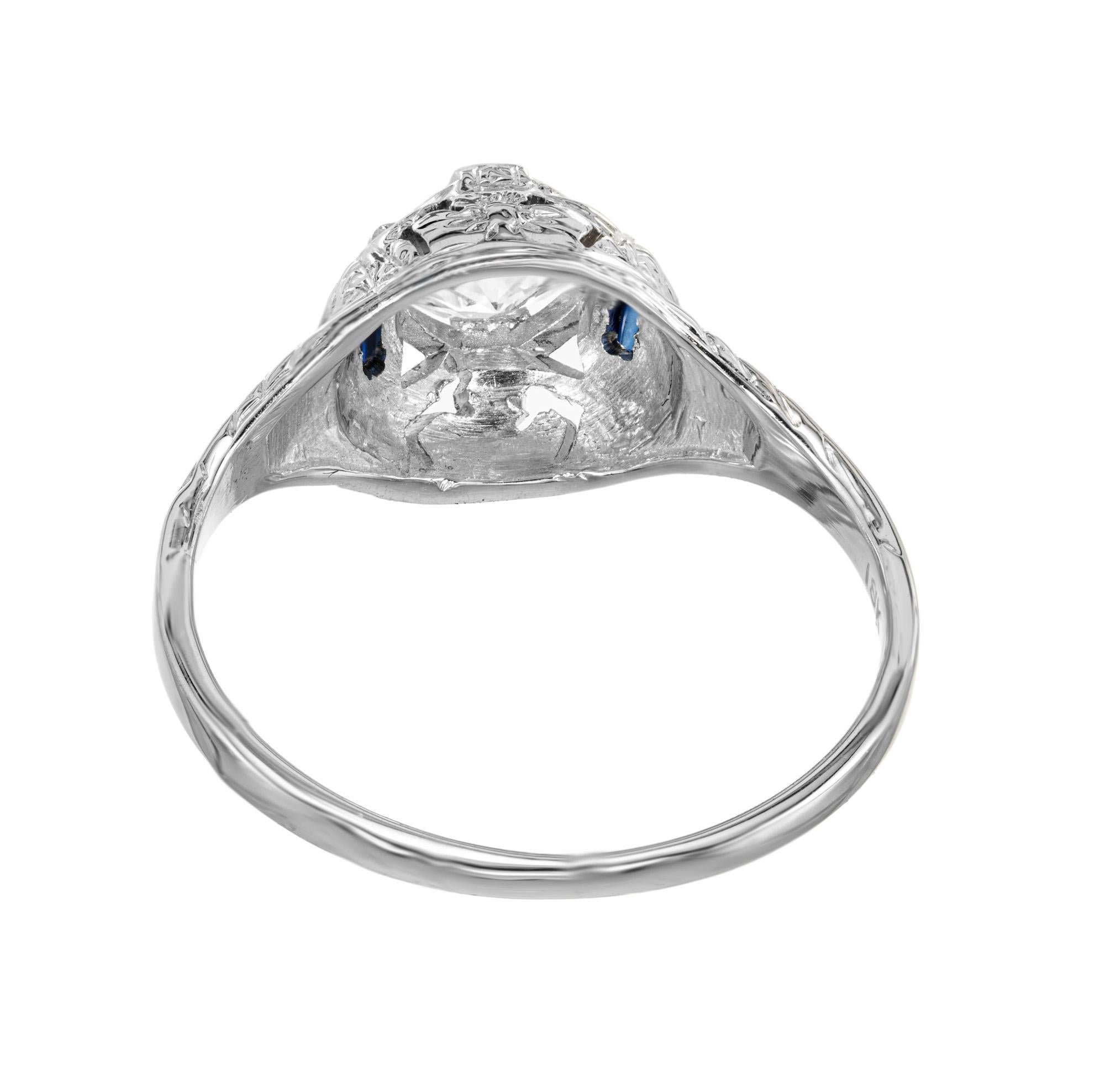 1930er Jahre Saphir Diamant Filigraner Gold Verlobungsring Damen im Angebot