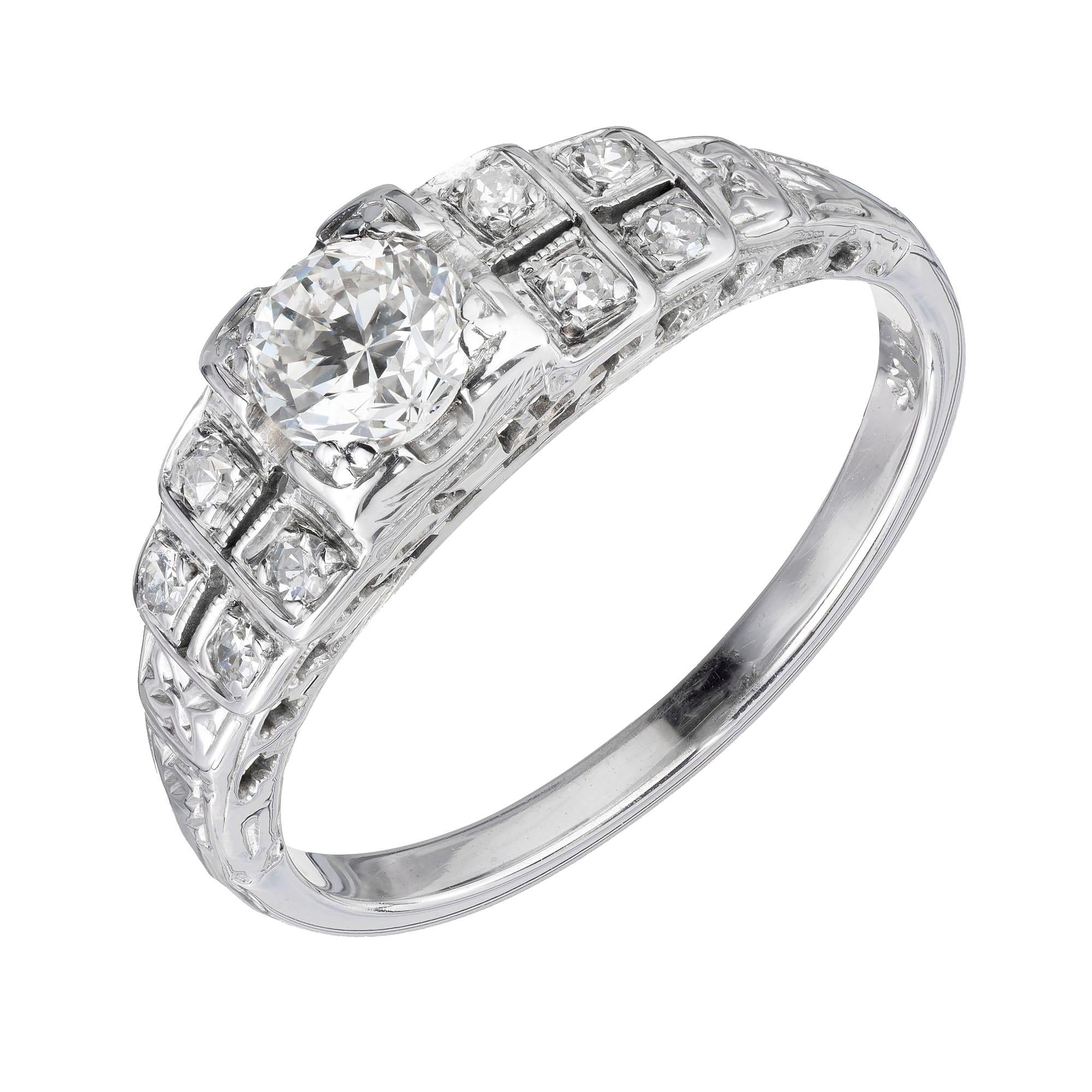 EGL Certified .40 Carat Diamond White Gold Engagement Ring For Sale