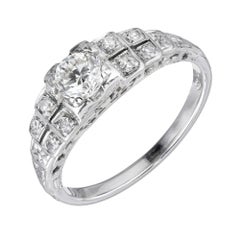 Vintage EGL Certified .40 Carat Diamond White Gold Engagement Ring