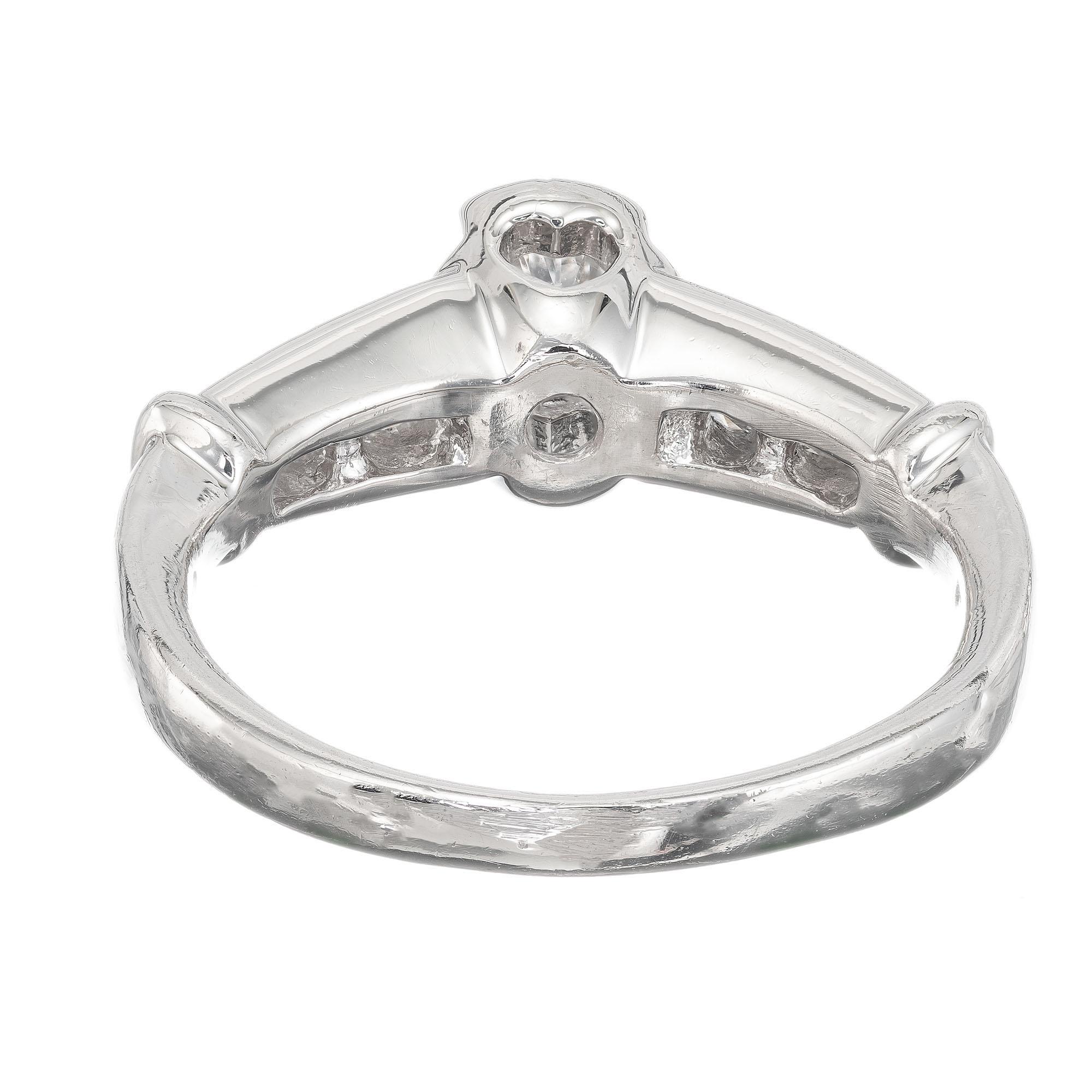 Round Cut EGL Certified .40 Carat Semi Bezel Channel Set Diamond Engagement Ring For Sale