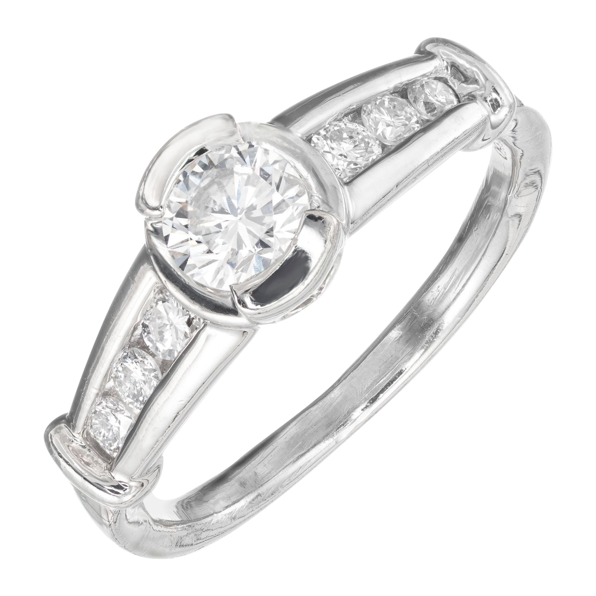 EGL Certified .40 Carat Semi Bezel Channel Set Diamond Engagement Ring For Sale