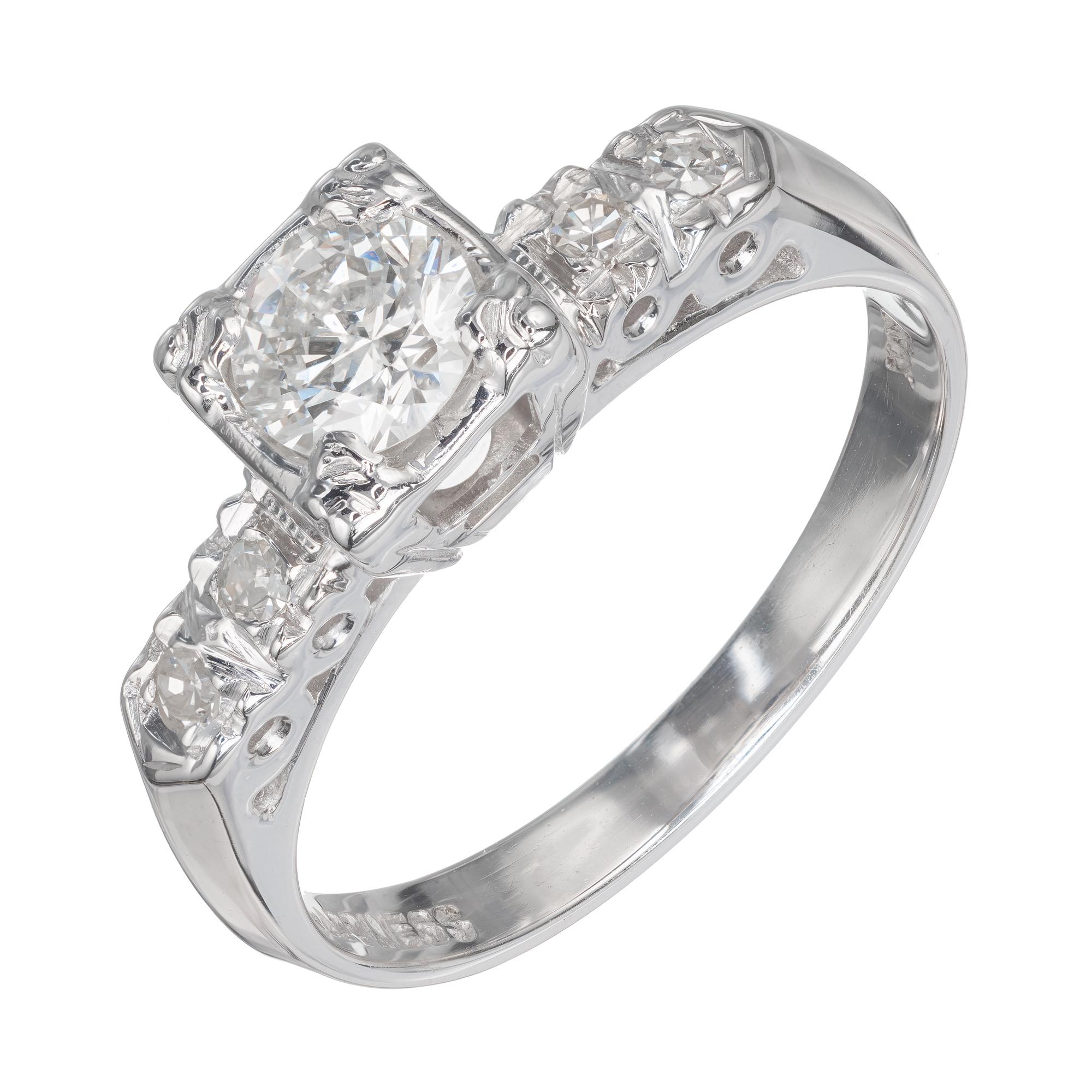 EGL Certified .43 Carat Diamond White Gold Engagement Ring For Sale
