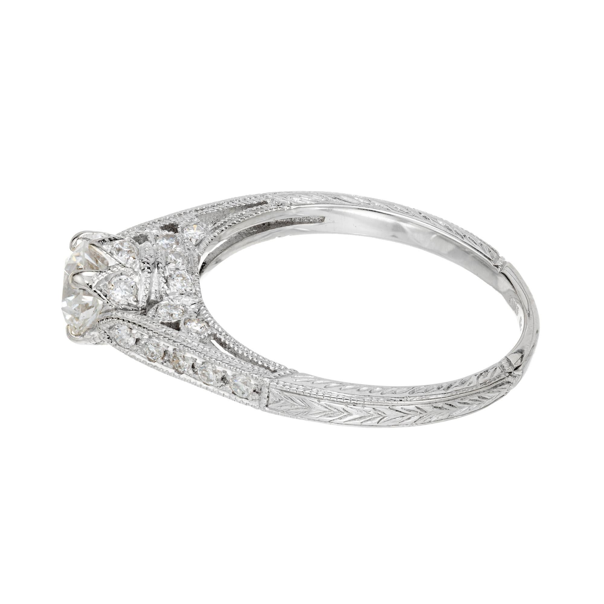 Taille vieille Europe Bague de fiançailles de style victorien en or blanc certifiée EGL, diamant de 0,47 carat en vente