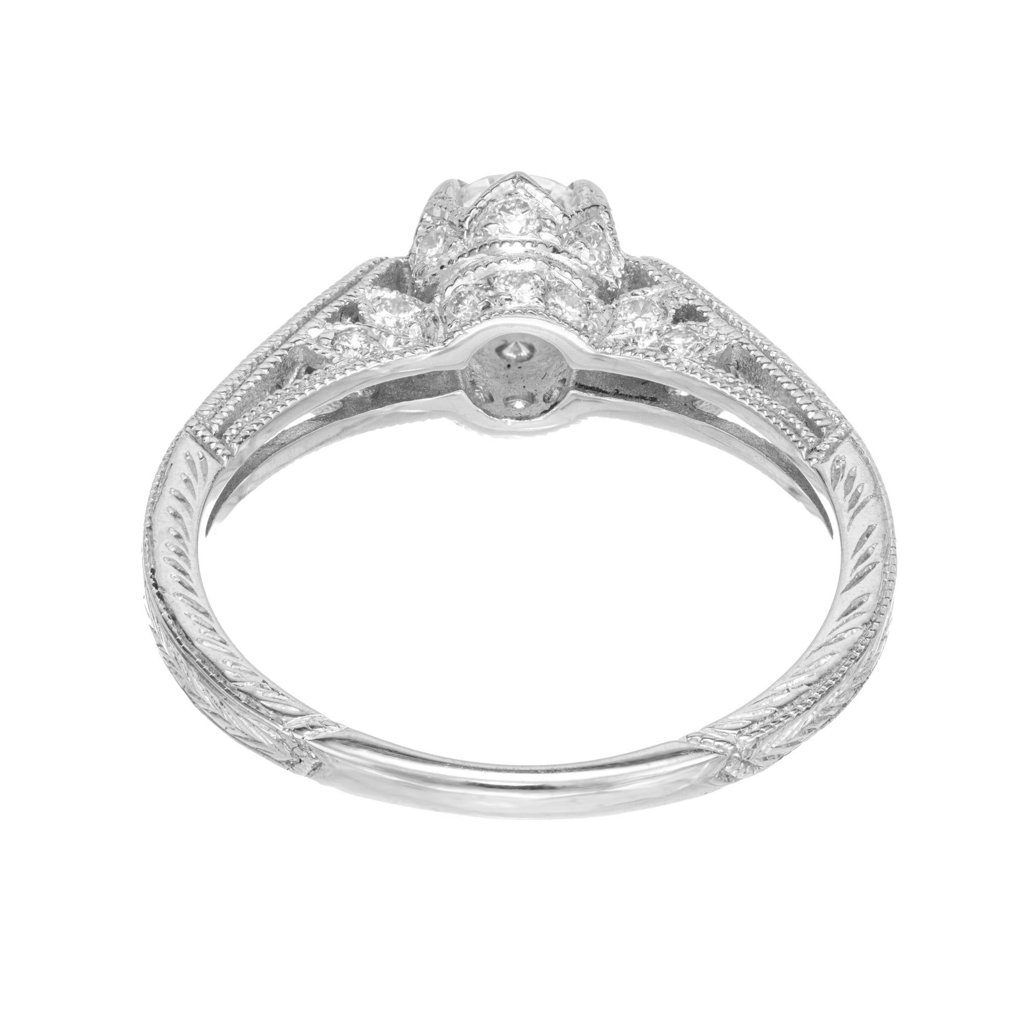 Women's EGL Certified .47 Carat Diamond White Gold Victorian Revival Engagement Ring For Sale