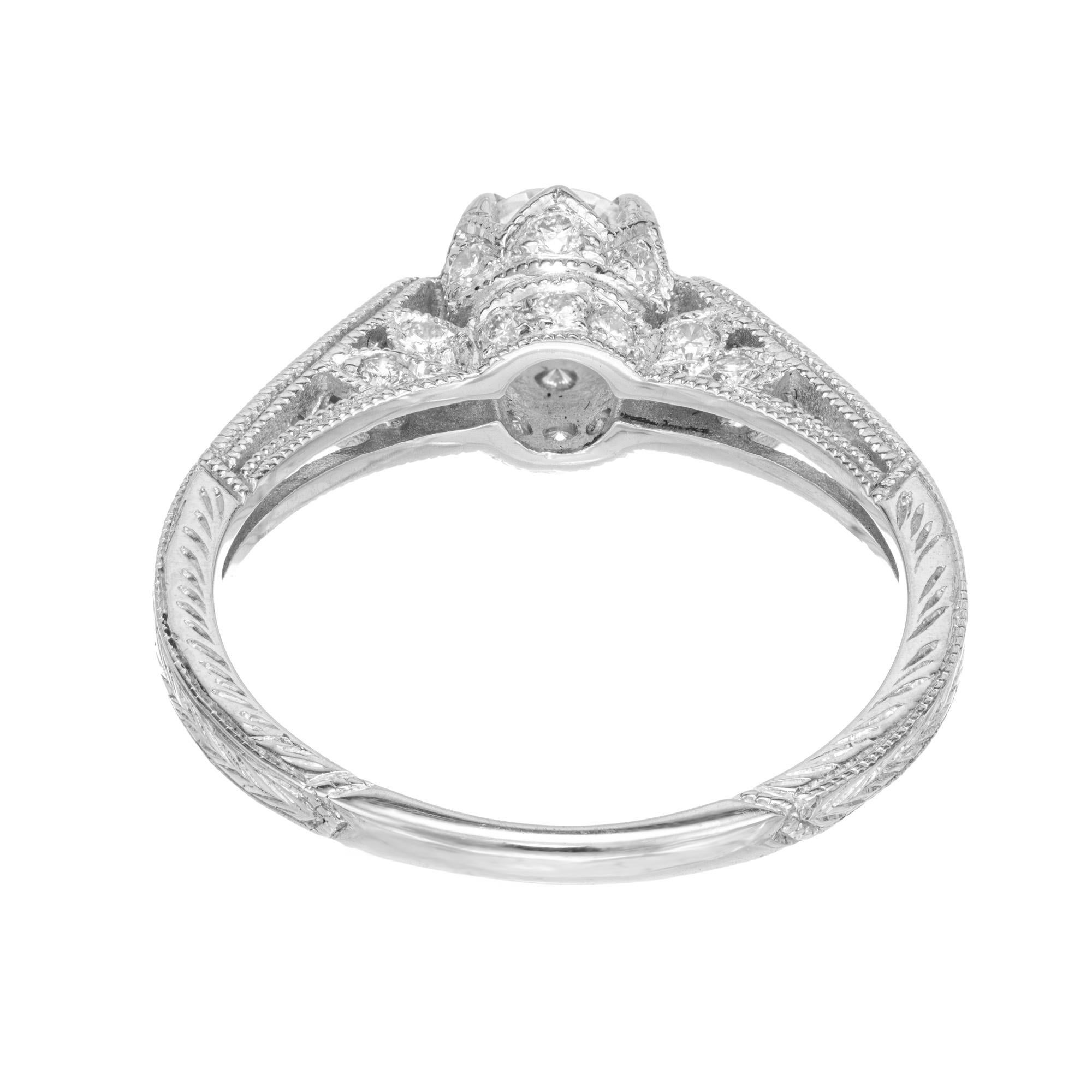 Bague de fiançailles de style victorien en or blanc certifiée EGL, diamant de 0,47 carat Pour femmes en vente