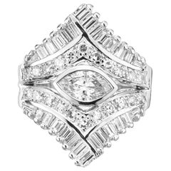 Bague cocktail en or blanc avec grappe de diamants de 0,49 carat certifiés EGL