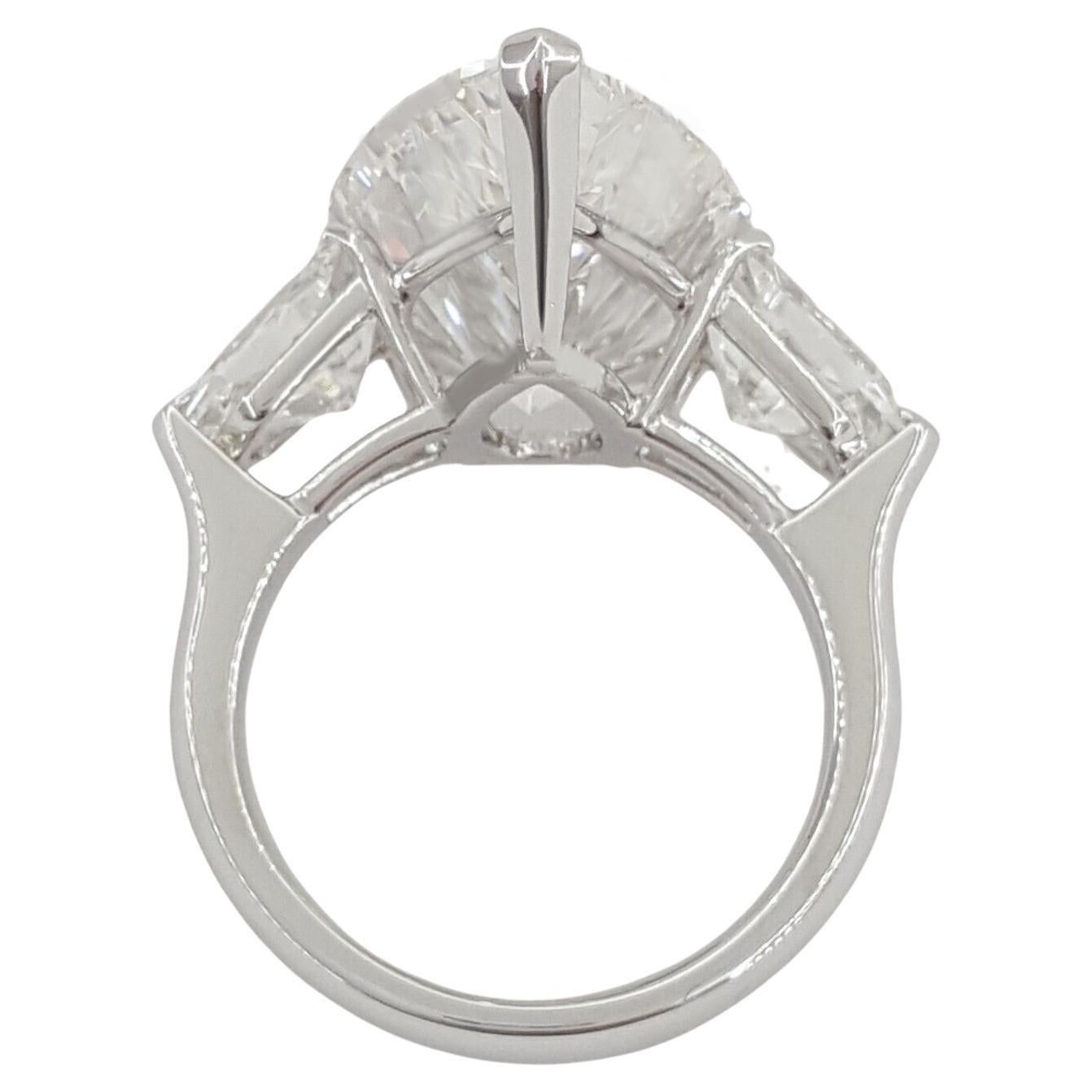 Women's or Men's EGL Certified 5 Carat Pear Cut Diamond Engagement Ring  For Sale