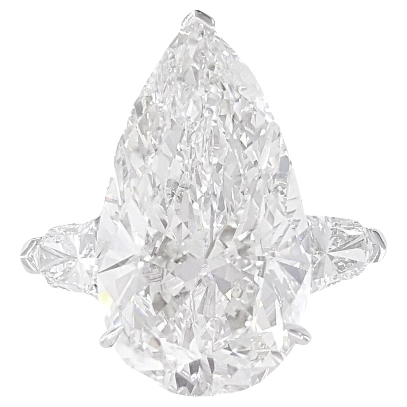 EGL Certified 5 Carat Pear Cut Diamond Engagement Ring  For Sale