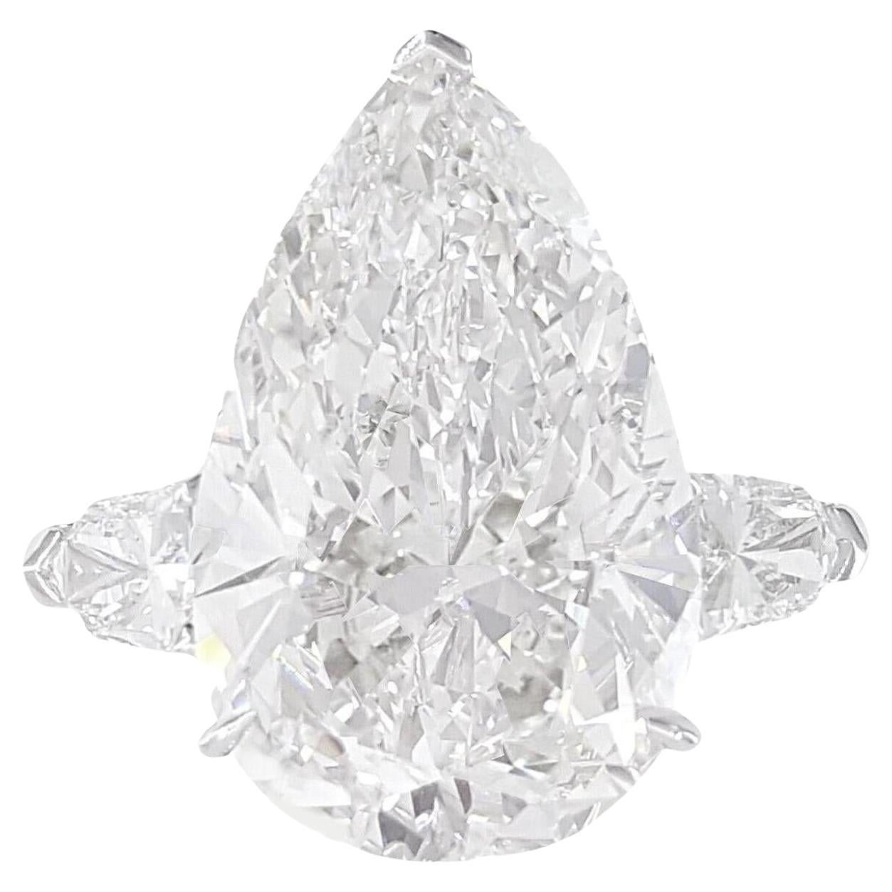 EGL Certified 5 Carat Pear Cut Diamond Engagement Ring