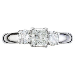 EGL Certified .50 Carat Diamond Platinum Three Stone Engagement Ring