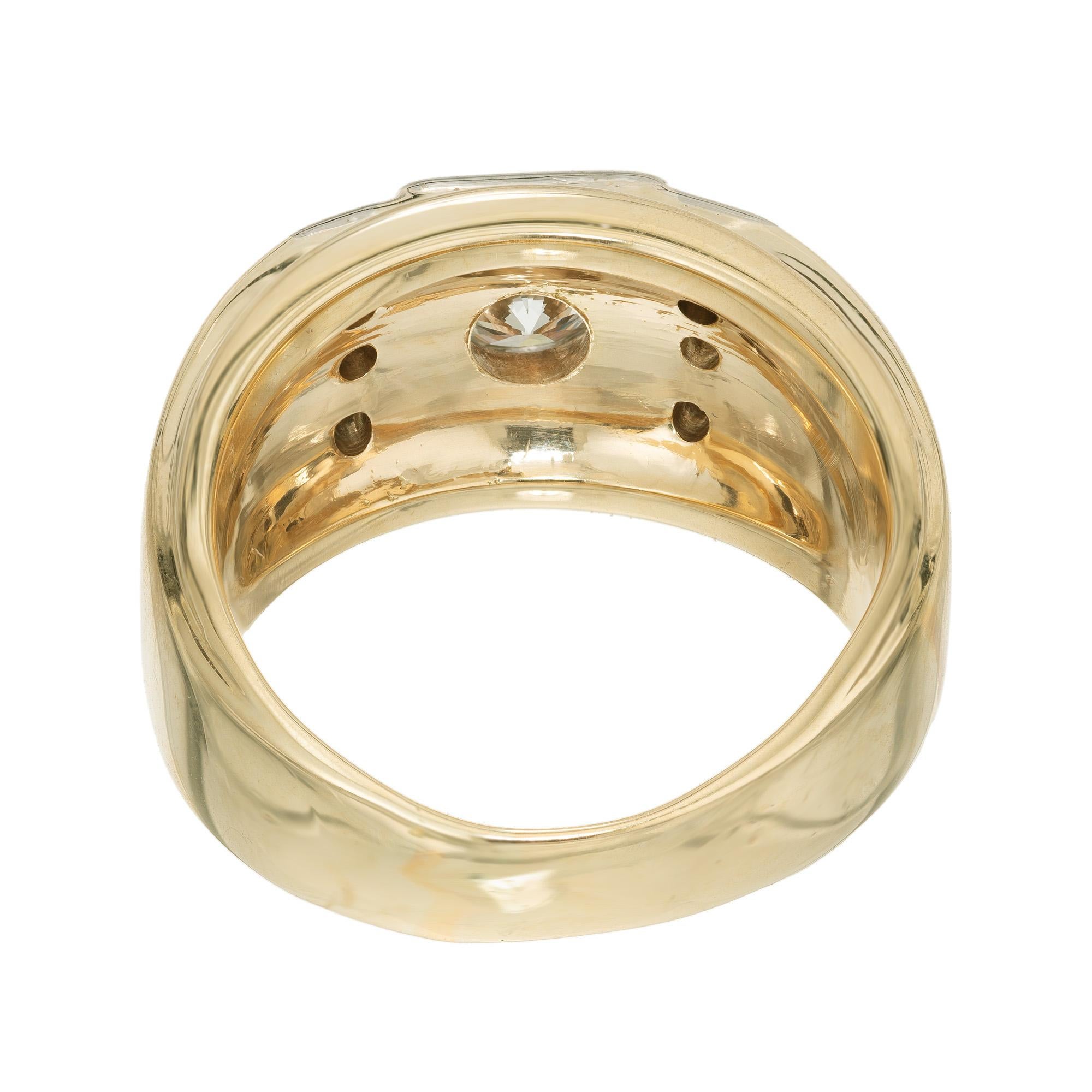 EGL Certified .50 Carat Diamond Two Tone Gold Men's Ring  1